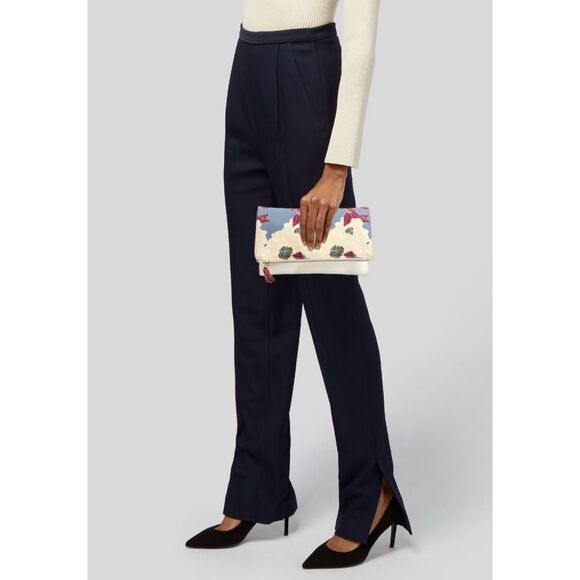 Rachel Pally Leather/Cavas Reversible Design Clutch NWOT - Picture 2 of 7